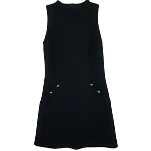 Arefeva Mini Dress Women's Size Small Black Sleeveless Short Gold Button Pockets